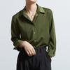Women's Acetate Satin Long Sleeve Shirt - 2025 Spring & Autumn Petite Collection, French-Inspired High-End Design