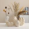 Matte White Fashion Plain Fired Irregular Wrinkled Vase Abstract Crafts Ceramic Flowerpot Desktop Decoration Ceramic Flower Vase
