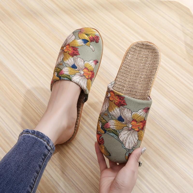 Damen Hausschuhe Blumenmuster Schuhe für Zuhause und Freizeit Indoor-Hausschuhe