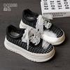 Thick soled women's 2025 summer new woven small mesh fashionable casual shoes