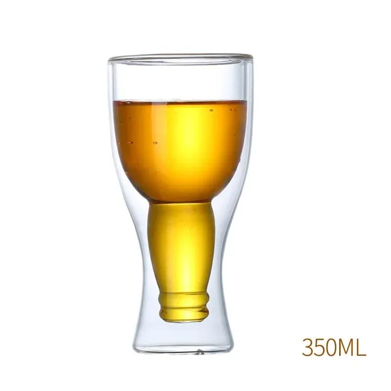 Transparent Double Wall Down Upside Beer Mug Insulated - Glassware, Handmade Winebowl, Creative Ideal for Freezer and Craft Beer