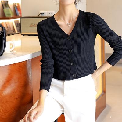 Printemps et Automne Nouvelle Version Coréenne de Tout Porter Chemisier Cardigan Court Vent Paresseux Manches Longues Tricoté Manteau Mode Femme