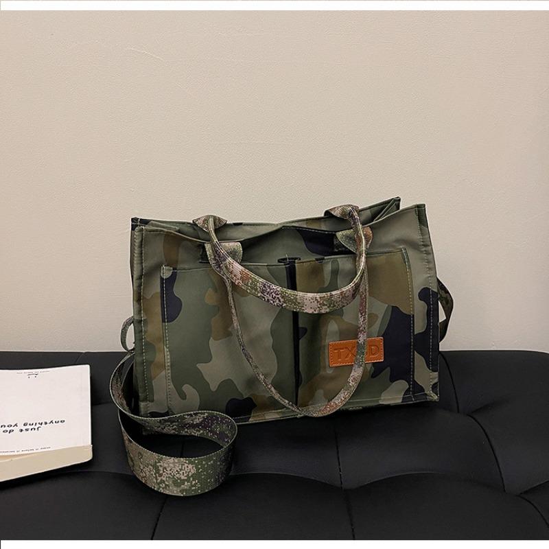 Fashion new single shoulder lightweight large-capacity tote bag women's literary style multi-pocket single shoulder oblique span bag
