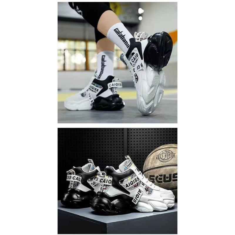 Fall Men's Shoes Summer Middle School Basketball Sports Running Sneakers Teenagers Casual High Top Thick Bottom Daddy Tide Shoes
