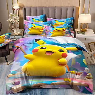 Collection de Literie Pikachu PokémonHousse de Couette Dessin Animé Anime Pour Enfants Garçons Filles CadeauHousse de Couette et Taie d'Oreiller 7550cm