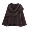 Women'S Asymmetrical Scarf Short Knitted Jacket