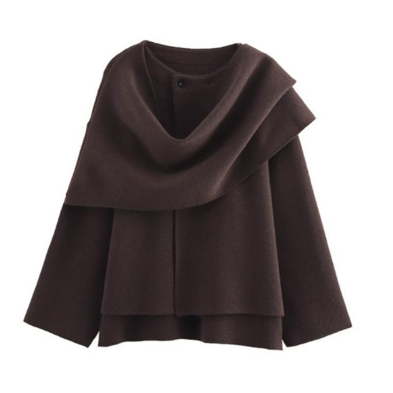 Women'S Asymmetrical Scarf Short Knitted Jacket