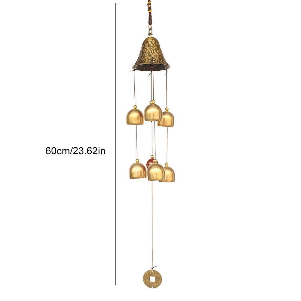 Dragon Phoenix Lucky Wind Chimes Multifunction Hanging Vintage Bell Fengshui Bell Pendant for Door Window Wall Tree Decoration