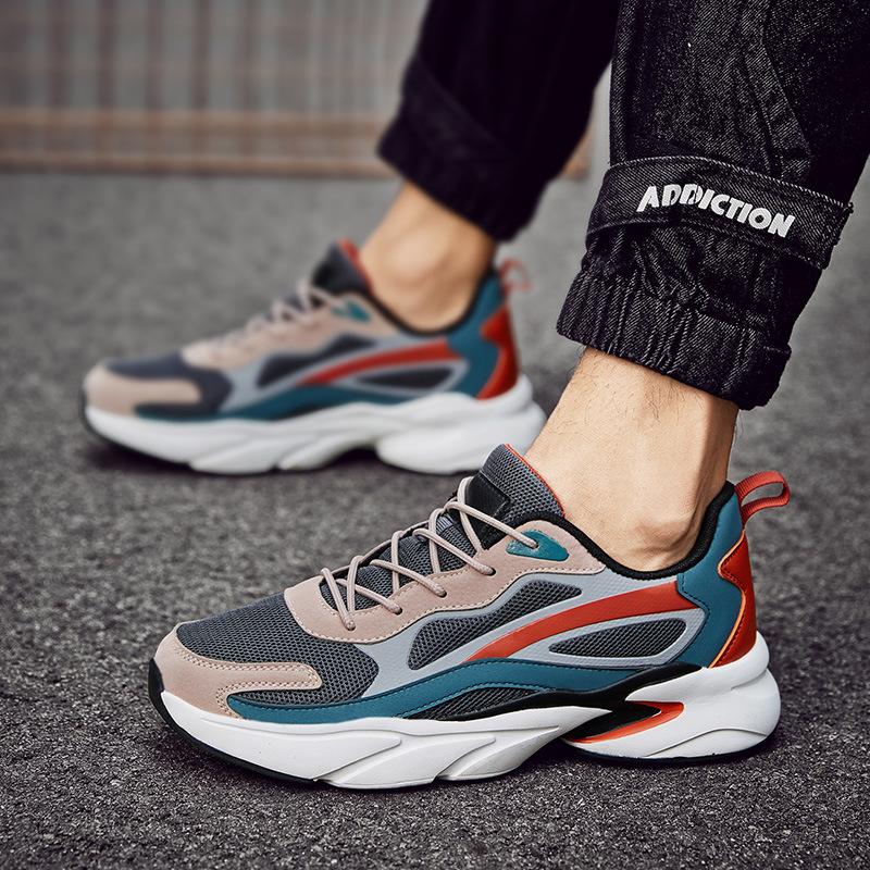 Men's Spring New Mesh Breathable Sports and Leisure Running Shoes Thick Soled Dad Shoes Trendy