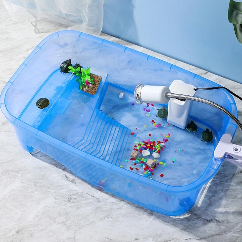 Turtle Tank Turtle Feeding Box with Basking Platform Multicolors Habitat Breeding Tool Reptiles Multifunctional Area