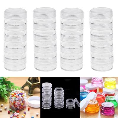 4Pcs 5 Stacking Beads Containers Clear Screw Top Jar Storage Boxes