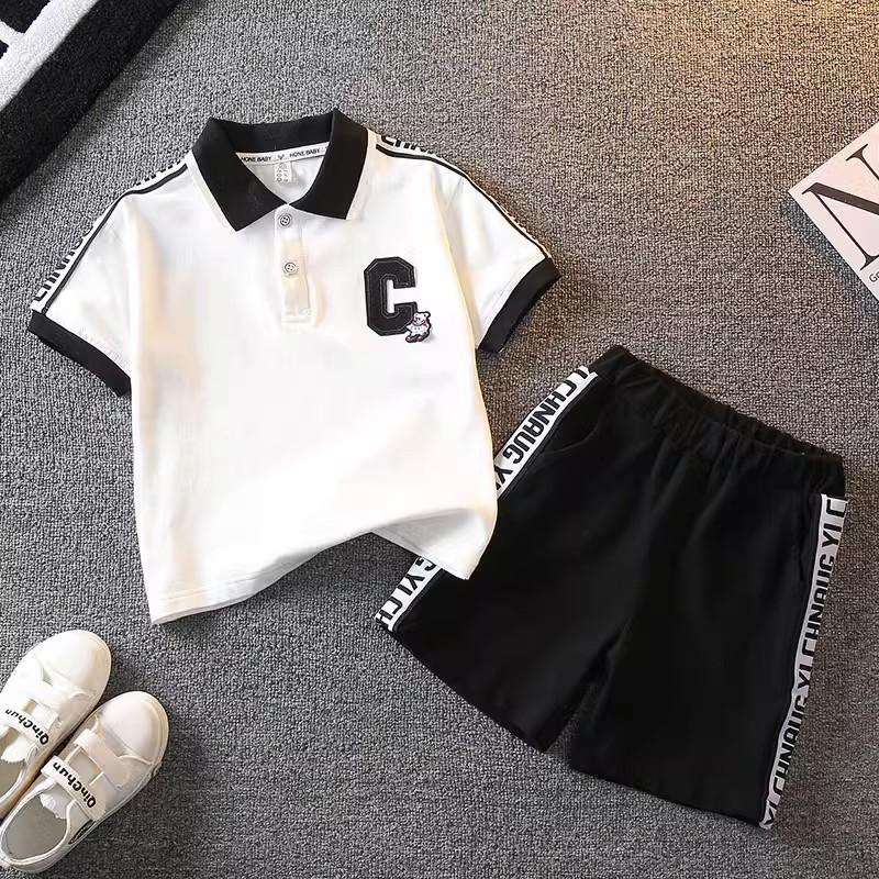 Stylish Summer Boys Short Sleeve Set Comfy Lightweight Cotton Polo Shirt 3 To 8 Years