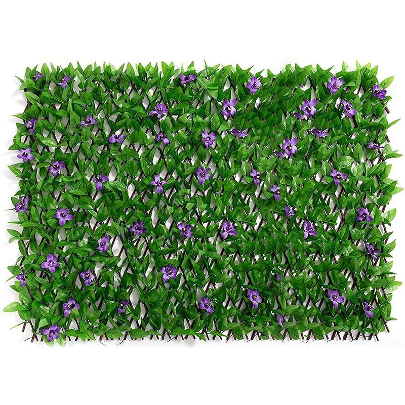 2M Kunstig Hekk Blomsterblad Hagegjerde Vegg Personvernskjerm Espalier