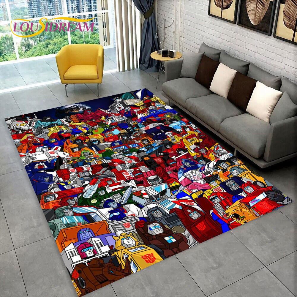 3D Transformers Cartoon Autobots Teppich für Zuhause Wohnzimmer Schlafzimmer Sofa Fußmatte Dekoration, Kinderzimmer Teppich Rutschfeste Bodenmatte Geschenk