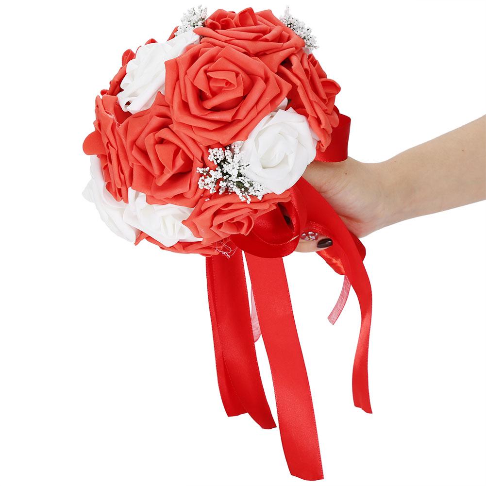 Artificial Bridal Bouquet Flowers for Wedding Decorations Props Accessories (Purple)