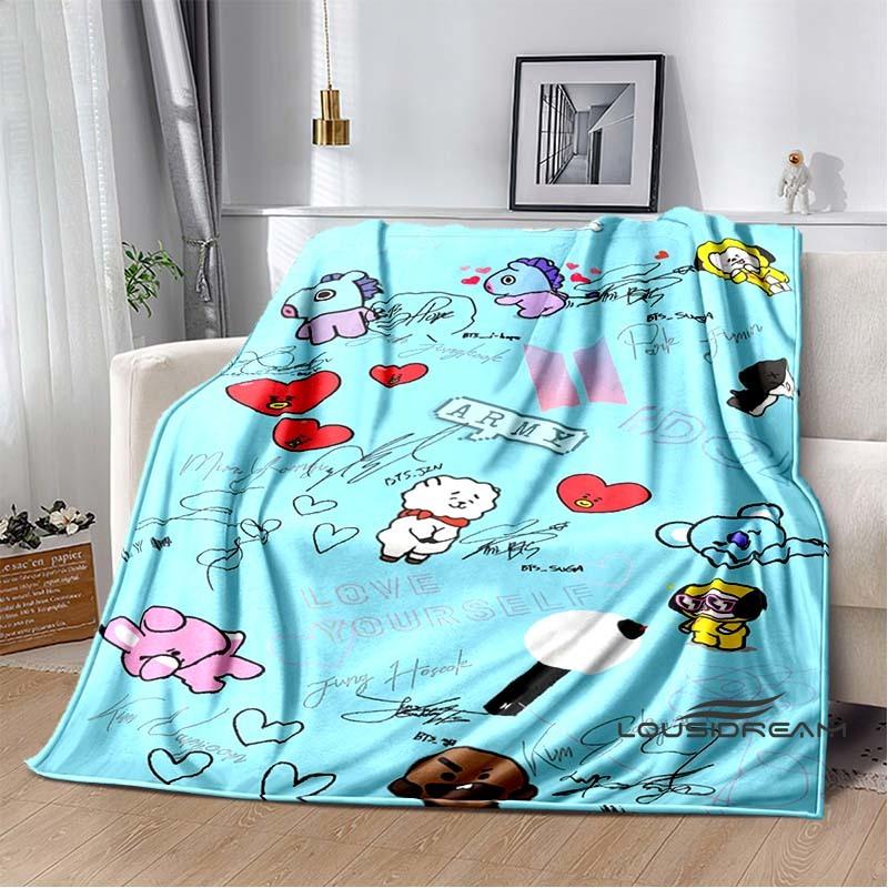 2026 Nuova Collezione Cartoni Animati Anime BT21 Adorabile Coperta Ultra Morbida per Bambini Coperta da Divano Perfetta per Viaggi Divani Picnic