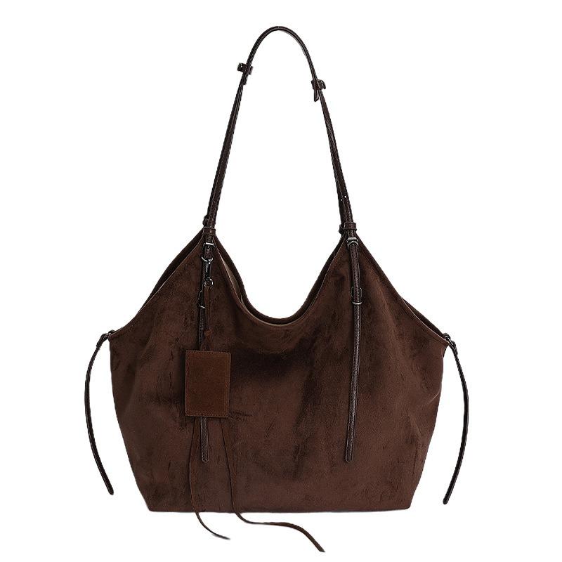 Suede Leopard Print Bag Women's Large-capacity New Autumn and Winter Retro Shoulder Shopping Bag Tote Bag