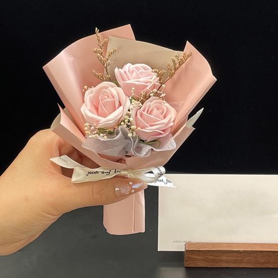 Pocket Rose Artificial Flowers Gift Packaging Mini Bouquet Long-Lasting No Wither Flower for Valentine’s Day Birthday