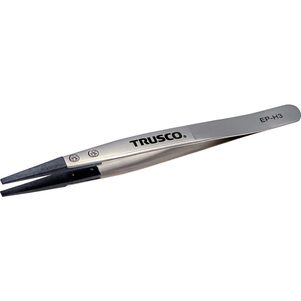 TRUSCO ESD Tip Flat 3mm Tip Tweezers, Tip, Width, EP-H3