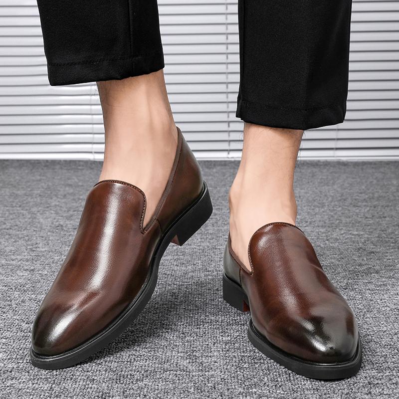 Mote Forretninger Formelle slip-on skinnsko Herre fritidsmokkasiner Svart bryllupssko Kjole Mote Oxford Sko Spisse kontorsko