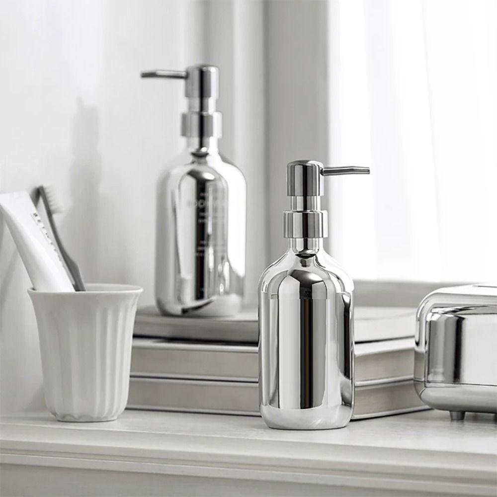 Electroplated Shampoo Bottle Press Type Empty Pump Jar Easy To Press Lotion Bottle  Washroom