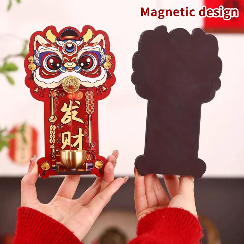 New Chinese Style Lion Dance Brass Magnetic Doorbell, Auspicious Decorations For The Entrance Hall, And New Year Couplets.