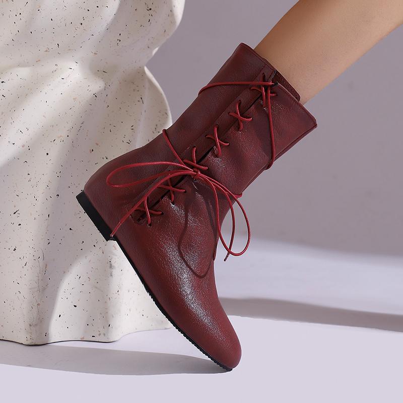 Women's Flat-bottomed Short Boots Autumn and Winter New Comfortable Large-size Casual Short Boots