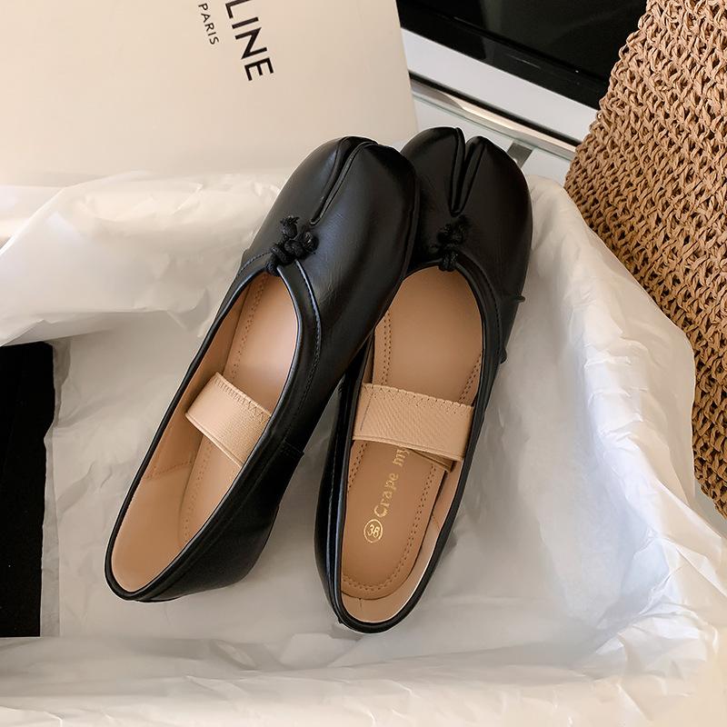 Ms. Yingli, Grape Mom~ Sheepskin Edition Shallow Mouth Flat Bottom One Pedal Split-toed Pig's Trotter Shoes Ballet Flat Bottom Single Shoes