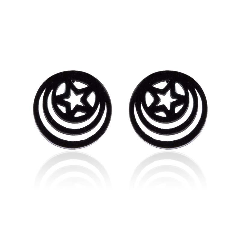 Elegant Geometric Asymmetrical Hollow Star Earrings - Stainless Steel Ear Studs for Versatile Fashion