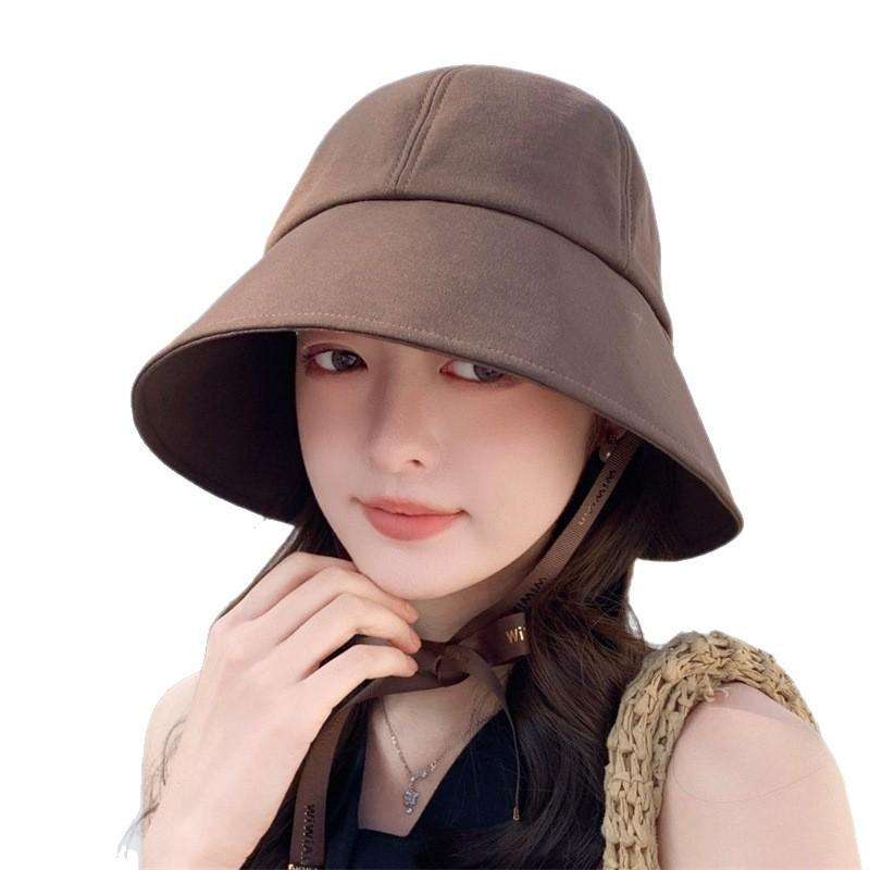 Can Tie Ponytail Bucket Hat Versatile Sunscreen Sun Hat Wholesale Spring and Summer Big Head Circumference Hat Women's Bucket Hat
