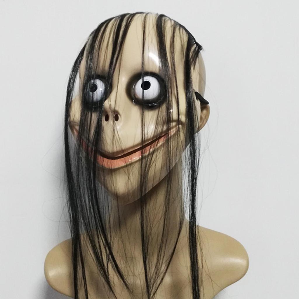 Gruselige Gesichtsmaske Halloween Kostüm Langhaarige Maske V-förmiger Mund Cosplay Partyzubehör Horror Kopfbedeckung Rollenspiel Zubehör