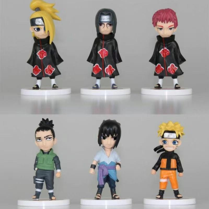 

6Pcs Anime Naruto Cartoon Figure Hinata Sasuke Itachi Kakashi Gaara Q Version Action Figure Model PVC Desk Decoration Toys Gift