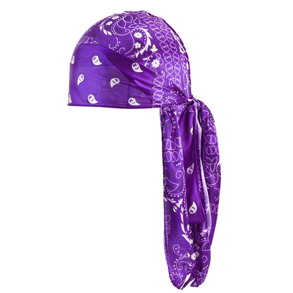 Imitation Silk Long Tail Pirate Cap Amoeba Print Hip Hop  Hat Trends Men's Headscarf  Outdoor