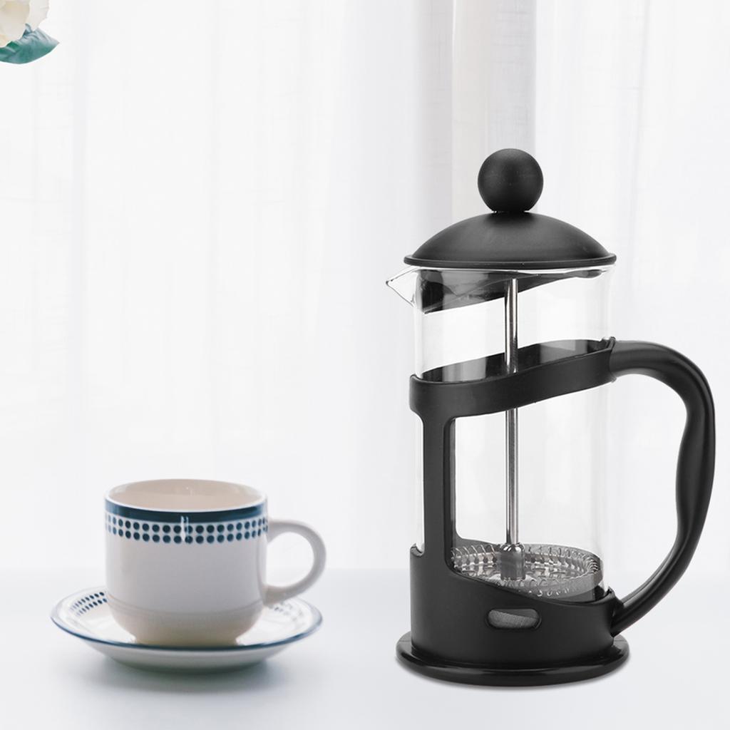 Portable Stainless Steel Glass Cafetiere French Press Maker Home Office Tea Coffee Pot(600mL)