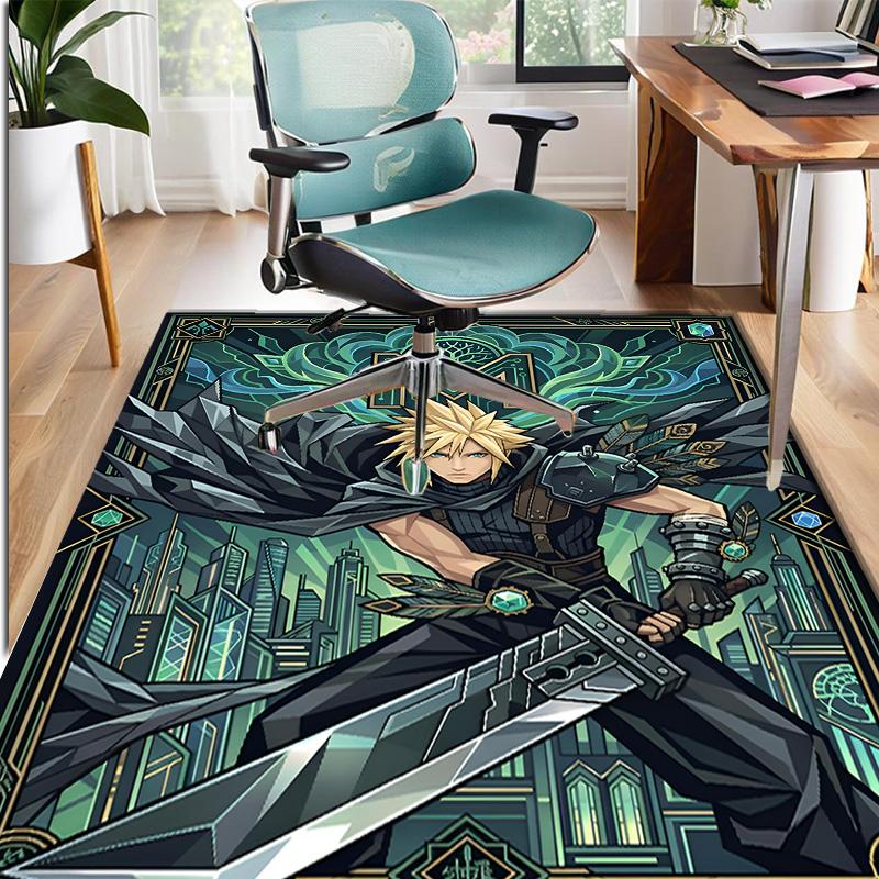 Final Fantasy Pattern Rug, Indoor/Outdoor Mat, for Picnic, Gameroom, Bedroom, Office, Living Room, Home Decor Carpet, Birthday Gift