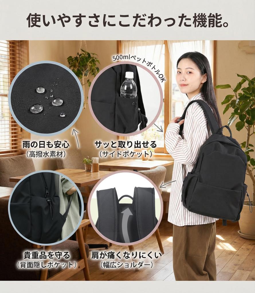 Shaelyka Damen-Rucksack, Ultraleicht, Großes Fassungsvermögen, Passt für 14-Zoll-Laptop, Wasserdicht, Wasserabweisend, A4-Format, Perfekt für den Weg zur Arbeit,