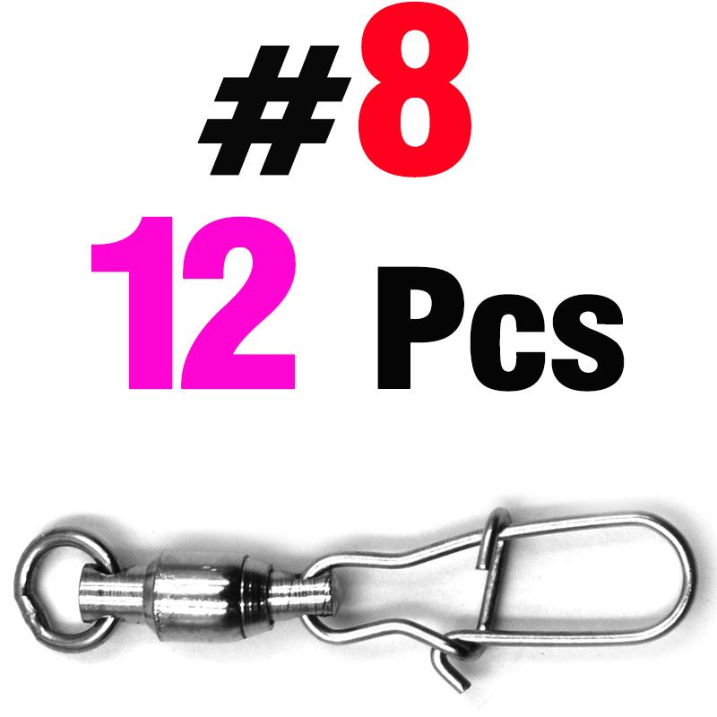 MNFT 12Pcs Stainless Steel Snap Swivel Fishing Accessories Solid Ring Terminal Tackles Connector Rig 0 # -8 # Optional