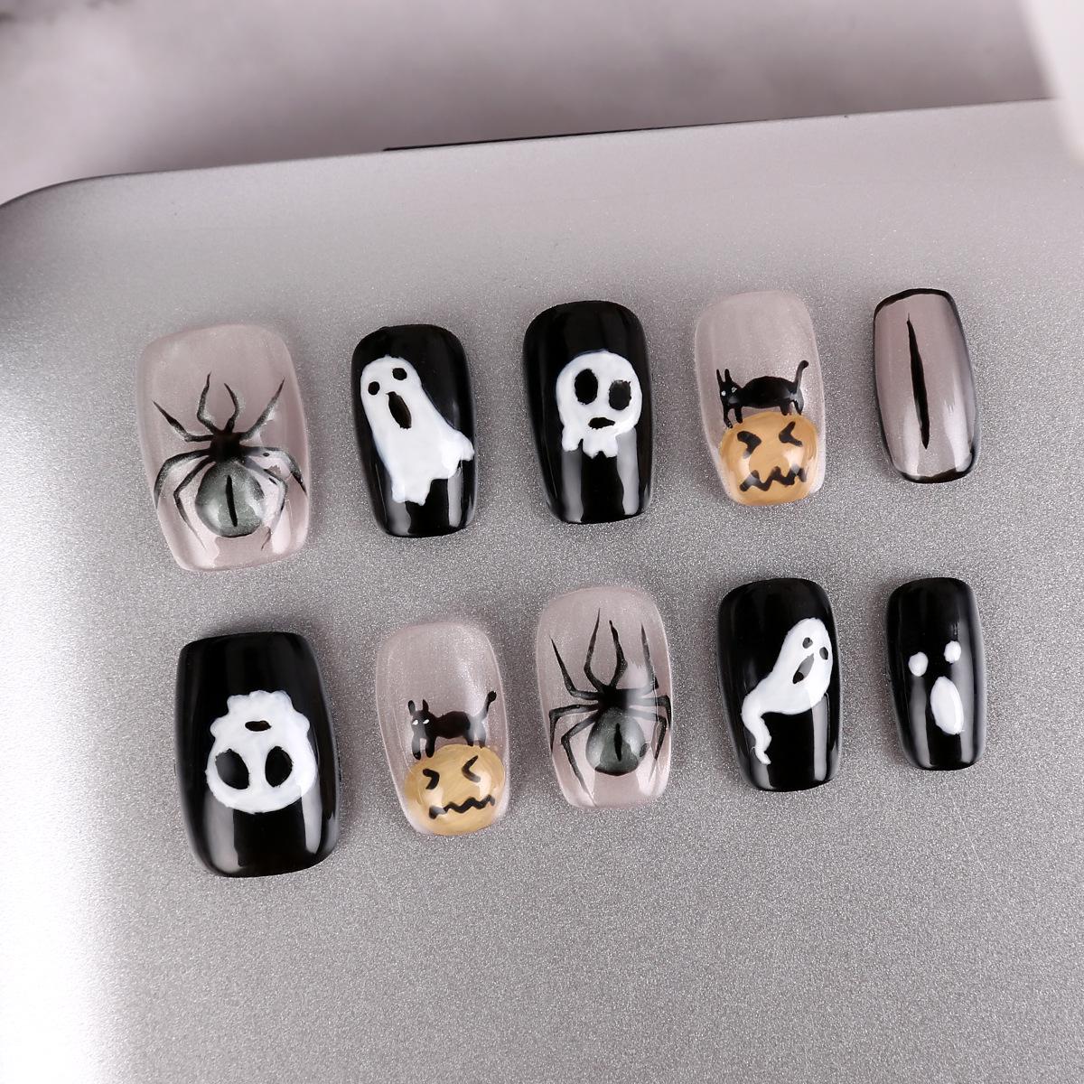 

Cute Cat Eye Halloween Short Nail Tips - Handmade, High-End Manicure XS + Tool Kit 5-Piece Set