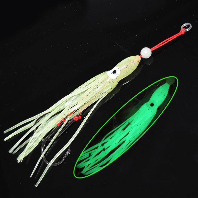 5Pcs Fishing Squid Lures Soft Luminous Octopus Trolling Saltwater Lures Baits with Hook Octopus Skirt Trolling Swimbait