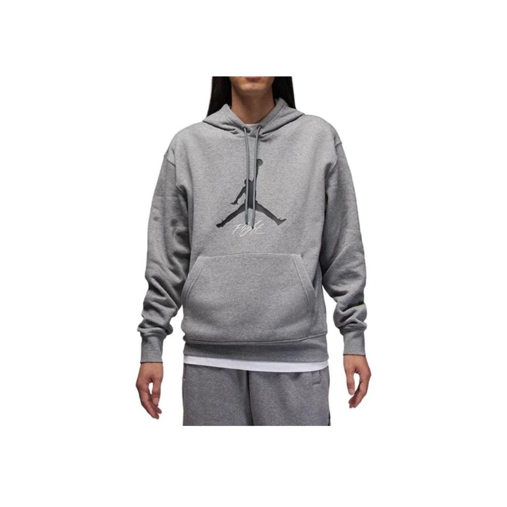 Jordan Fleece-Lined Hoodie With Drawstring Knit Long Sleeve Sweatshirt Men Tops Carbon-Grey FD7546-091