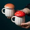 New Style Cartoon Mushroom Theme Water Bottle Mug Cup Ceramic Material Milk Coffee With Lid Fairy Tale