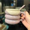 Niche Design Pearlescent Glaze Macron Ceramic Mug With Lid Spoon Milk Fufu Household Water Cup Coffee Cup
