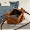 Classic Faux Suede Shoulder Bag Zipper Adjustable Strap Pillow Bag With Inner Pocket Women Handbag Women