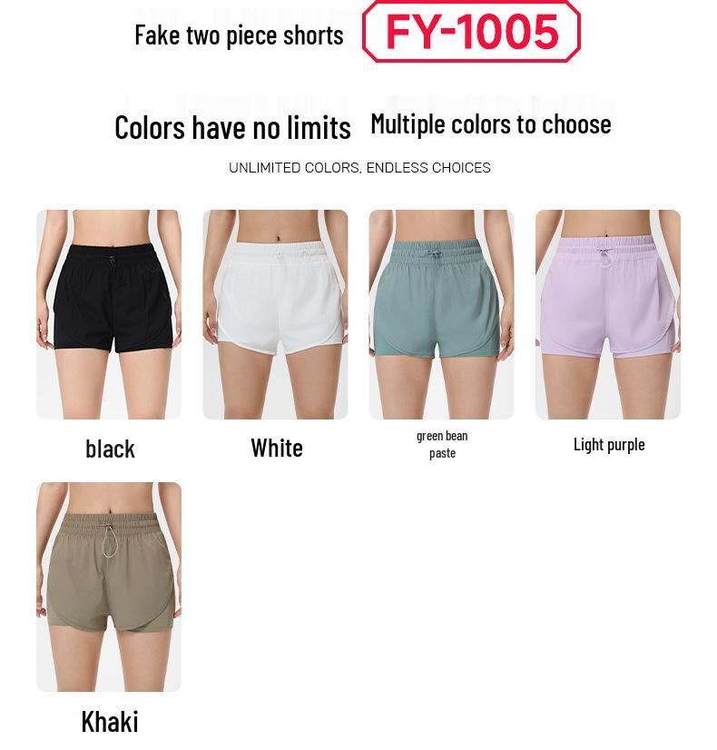 Women's 2026 High-Waisted Quick-Dry Fake Two-Piece Sports Shorts - Breathable Running & Yoga Fitness Shorts for Summer