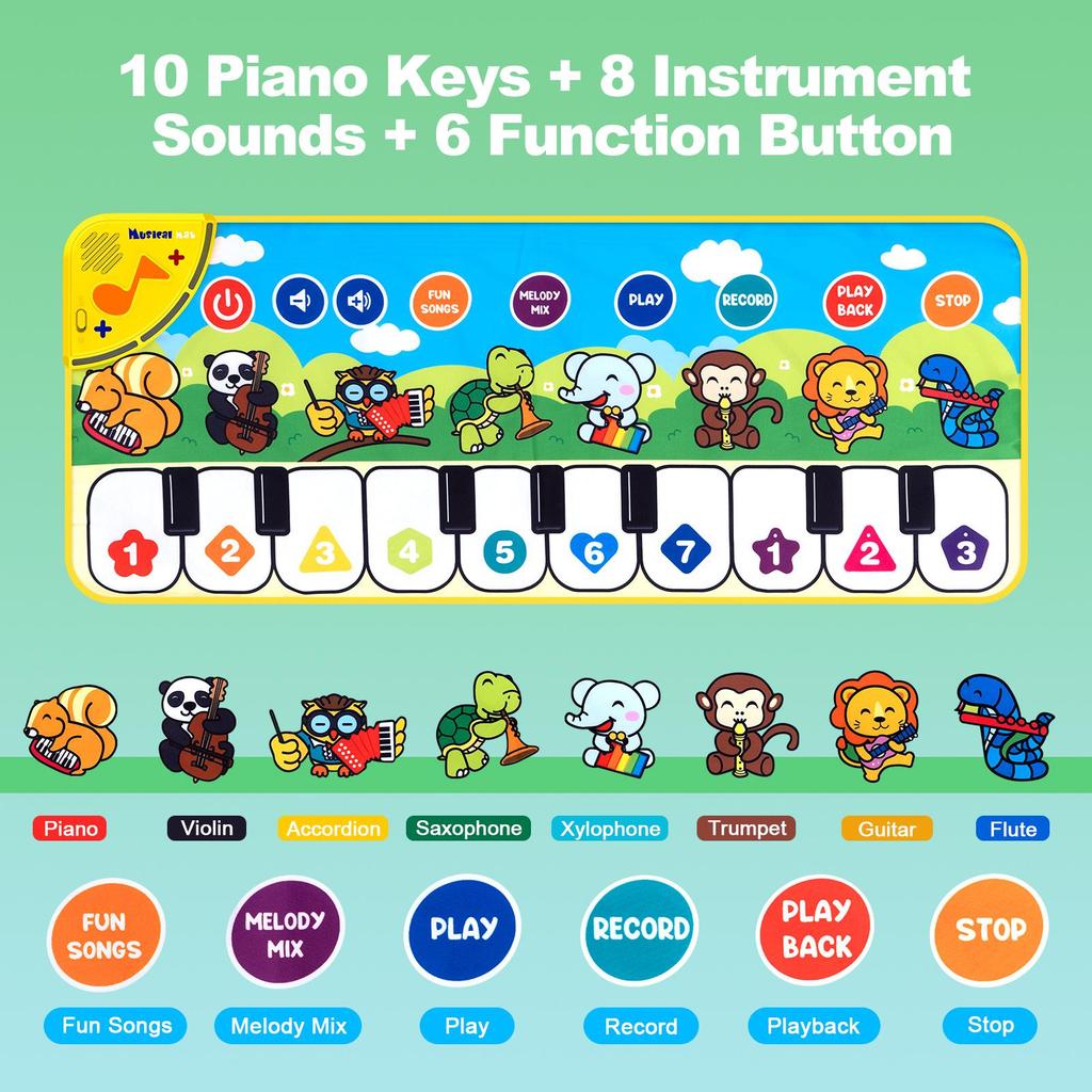 Interactive Animal Music Play Mat: Baby Walking & Dancing Piano Mat
