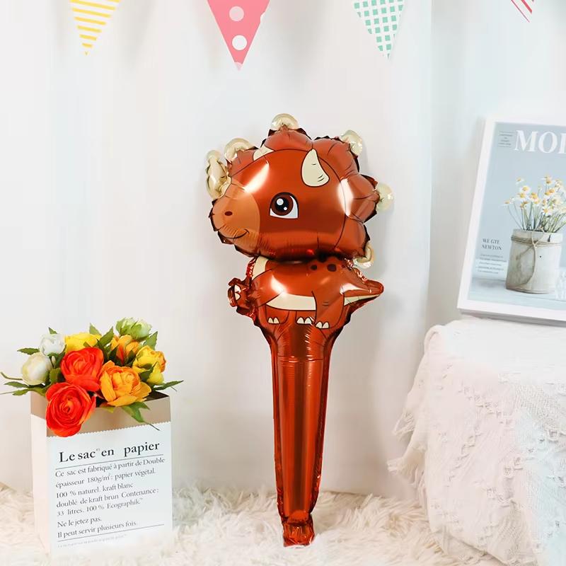 5pcs/set dinosaur themed kids' handheld stick balloons for birthday party baby shower Inflatable toys for children