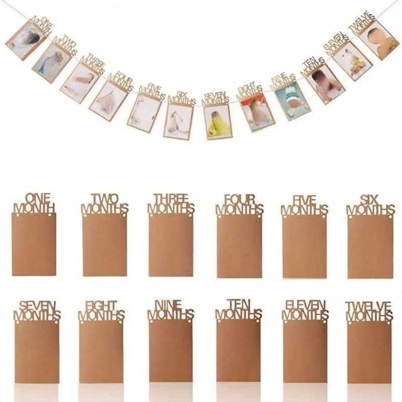 Festive Party Decor Hanging Photo Banner Wall Background Prop Paper Frame Flag Supplies for Holiday Celebrations