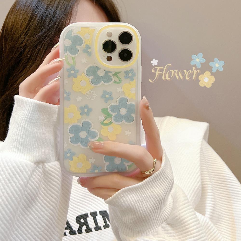 Oil Painting Floral Iphone16 Suitable for Apple 12pro Max Mobile Phone Case 15 Silicone 11 Round 8p Women's X Transparent 14
