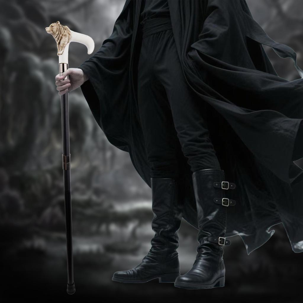 Silver Resin Bear Head White Walking Cane Fashion Decorative Steel Stick Gentleman Elegant Cosplay Cane Knob Crosier 92cm