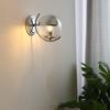 Kinkiet LED do wnętrz, Kinkiet ścienny kulisty Chromowany kinkiet Ścienny Lampa ścienna szklana Nowoczesna Oprawa oświetleniowa do zagłówka w stylu Mid-Century Kinkiety E27 dla